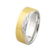 9ct White & Yellow Gold Wedding Band with 5 Diamond Stones
